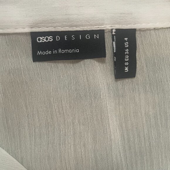 ASOS DESIGN Chiffon Ruffle Front Soft Shirt Sheer Minimalist Ivory White Size 4 - Picture 3 of 8